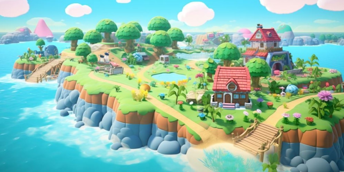 An Overview of Harv's Island Plaza which can be found in Animal Crossing: New Horizons